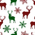 Seamless pattern Christmas reindeer snowflake vector illustration Royalty Free Stock Photo
